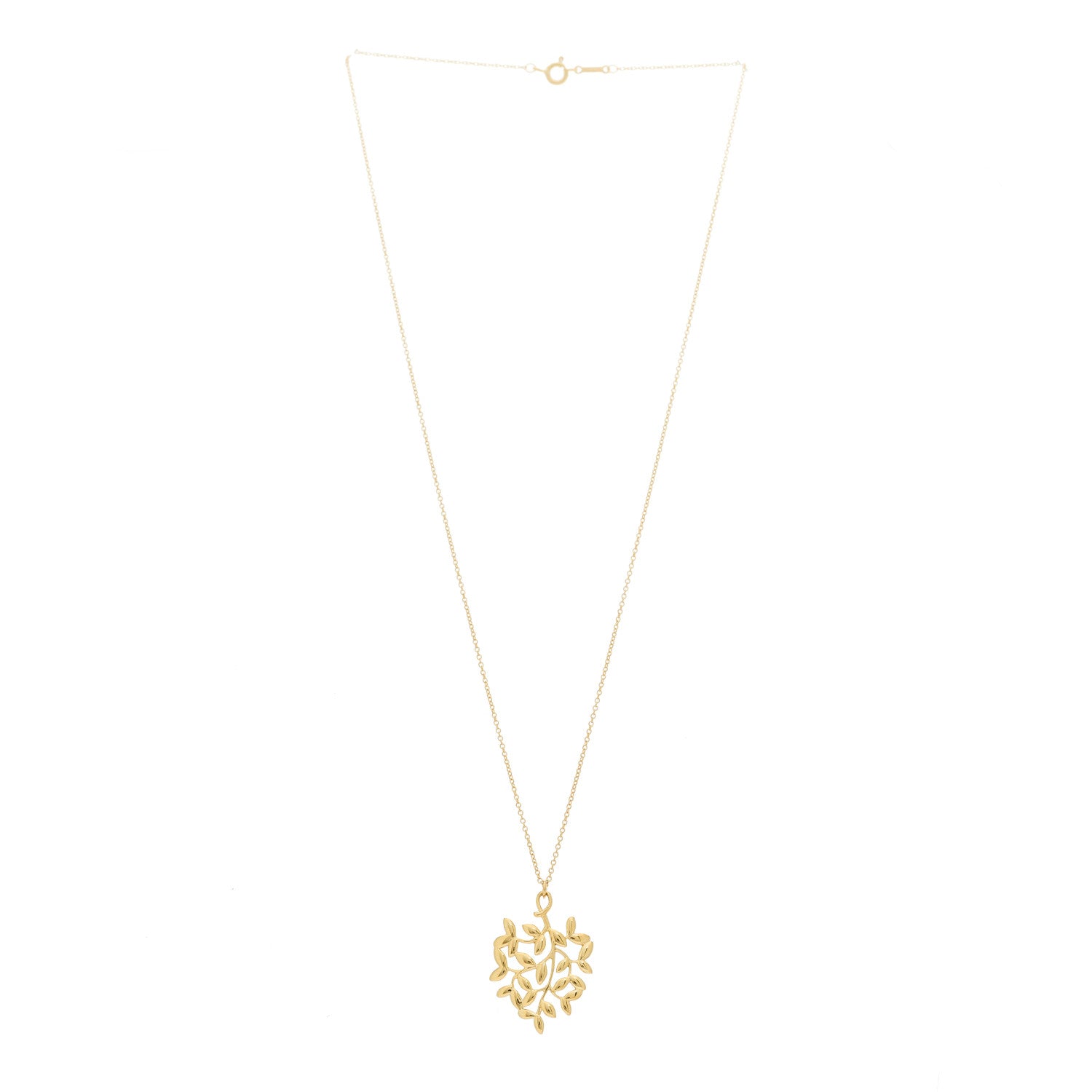 Tiffany 18K Yellow Gold Small Paloma Picasso Olive Leaf Pendant Necklace 3 of 5