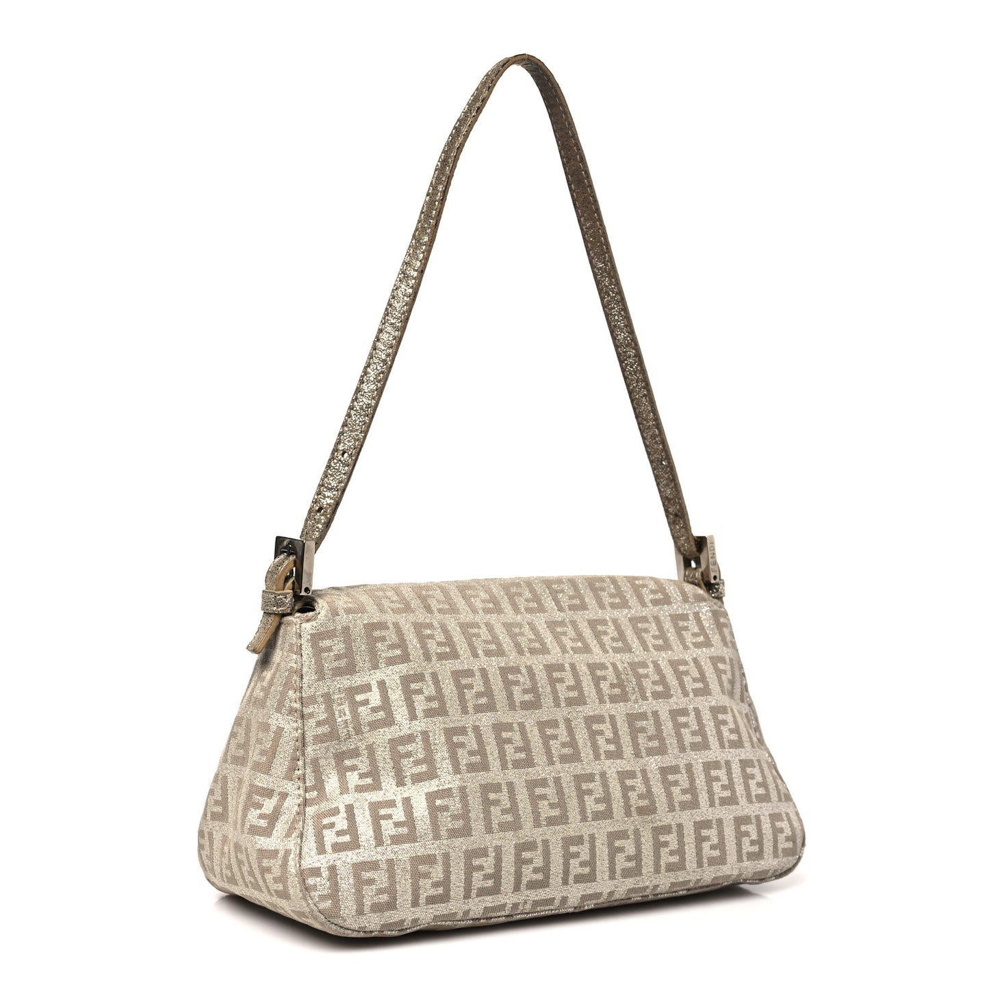 Metallic Jacquard Zucchino Suede Mini Mama Baguette  Cipria Argento Grigio
