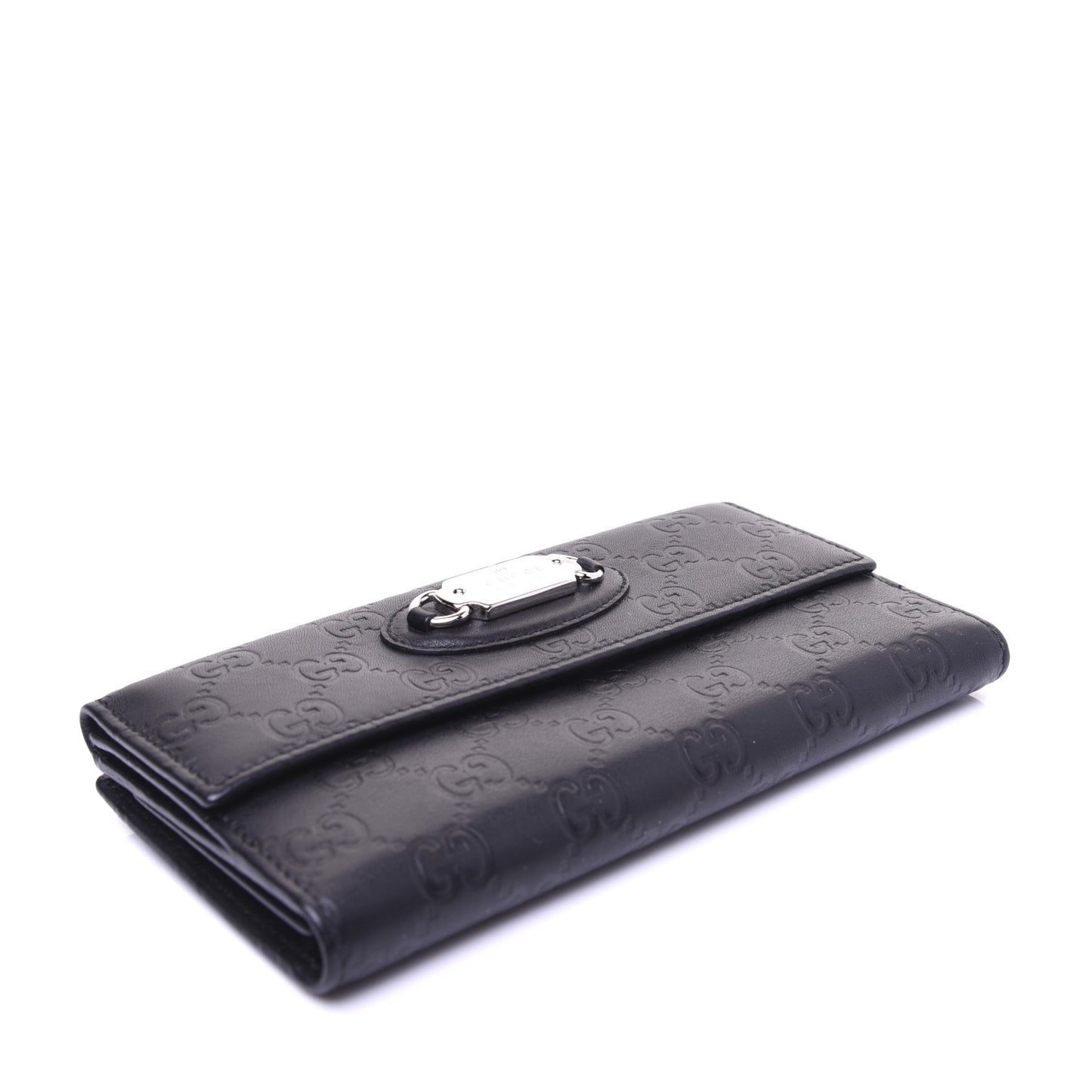 Guccissima Punch Continental Flap Wallet Black