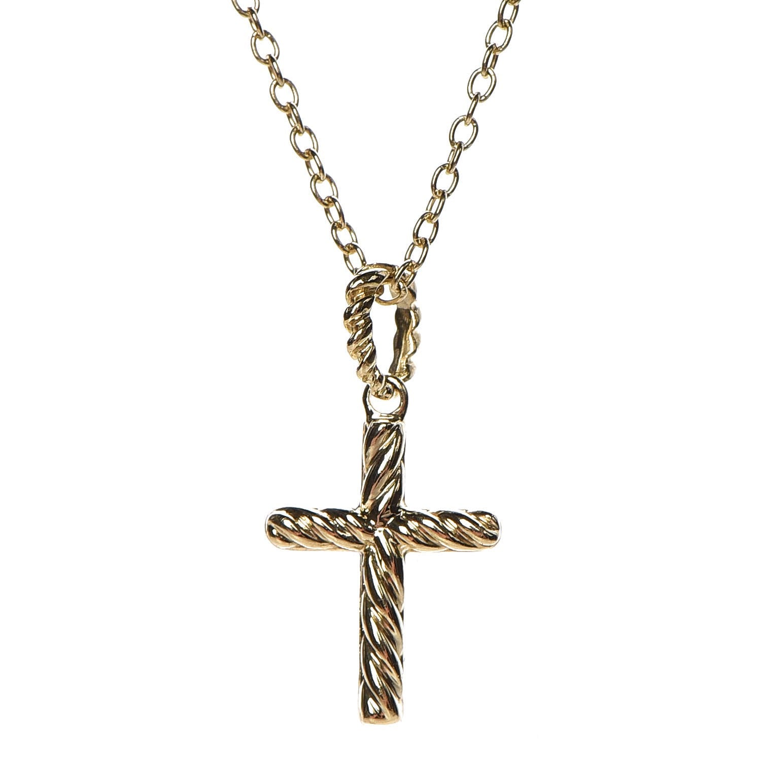 David Yurman 18K Yellow Gold Diamond Cable Collectibles Cross Necklace 5 of 7