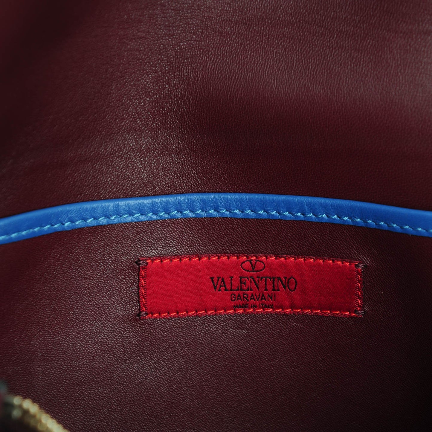 Calfskin Colorblock Mime Clutch Ruby Marine