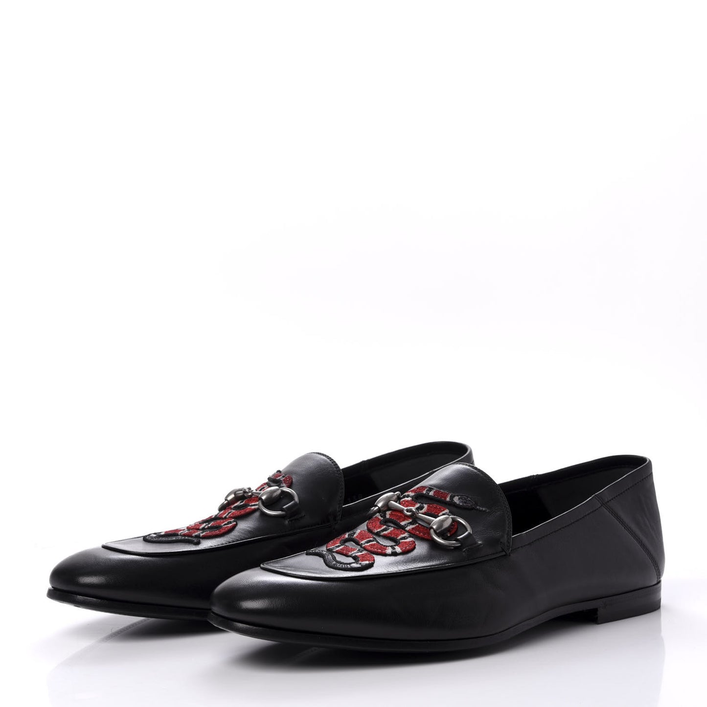 Lambskin Kingsnake Embroidered Mens Brixton Horsebit Loafers 9.5 Black