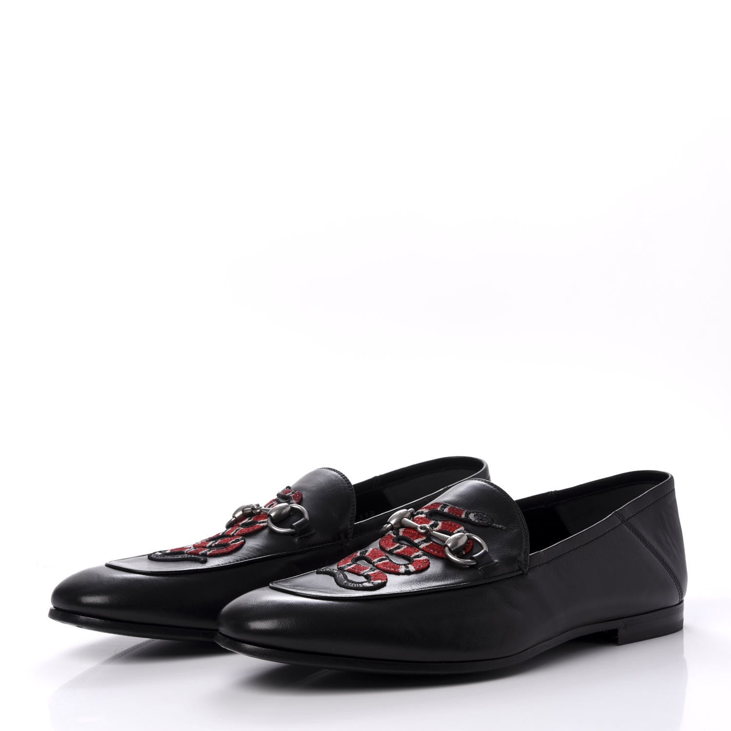 Gucci Lambskin Kingsnake Embroidered Mens Brixton Horsebit Loafers 9.5 Black 3 of 11