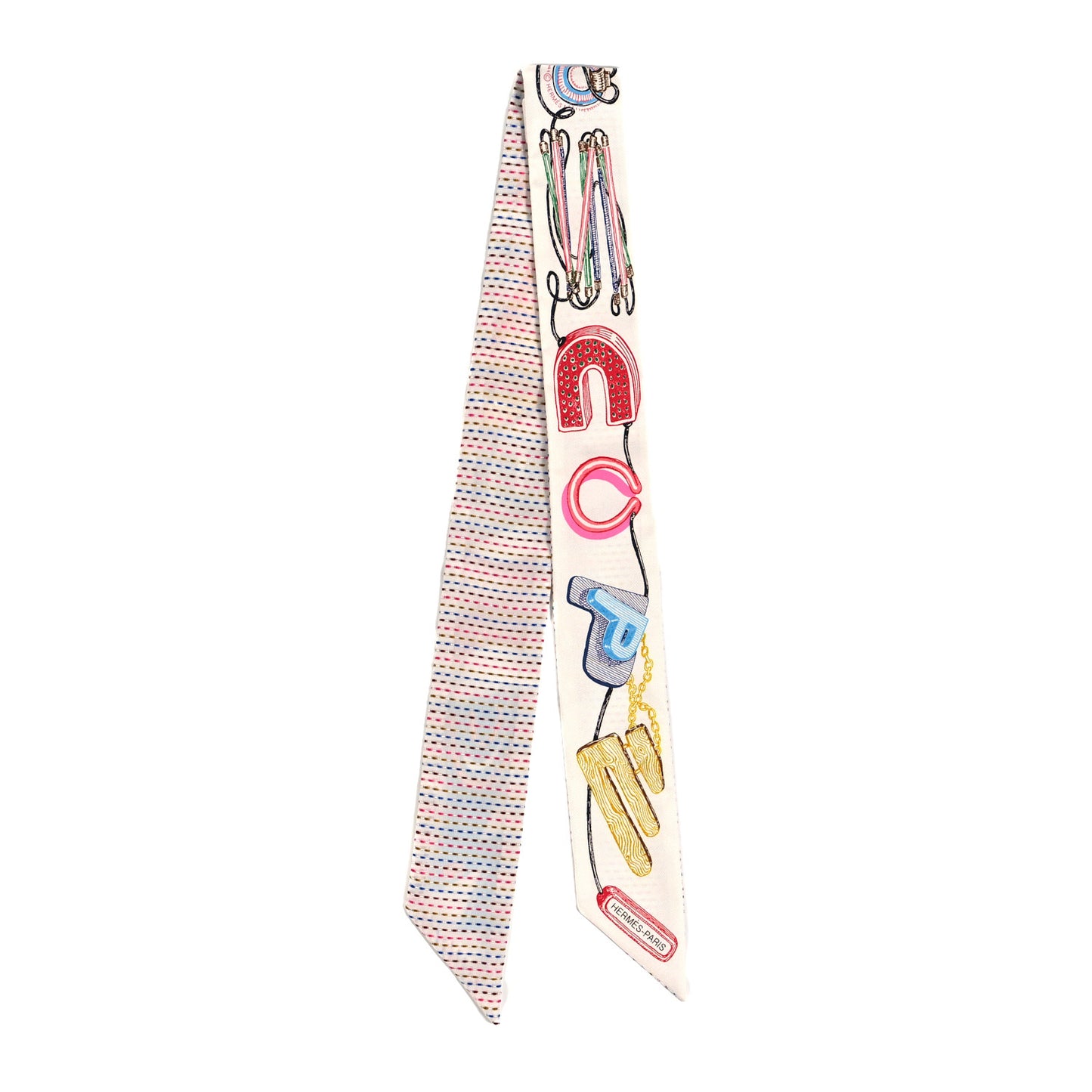 Silk Chevaloscope Neon Twilly White Bleu Rouge