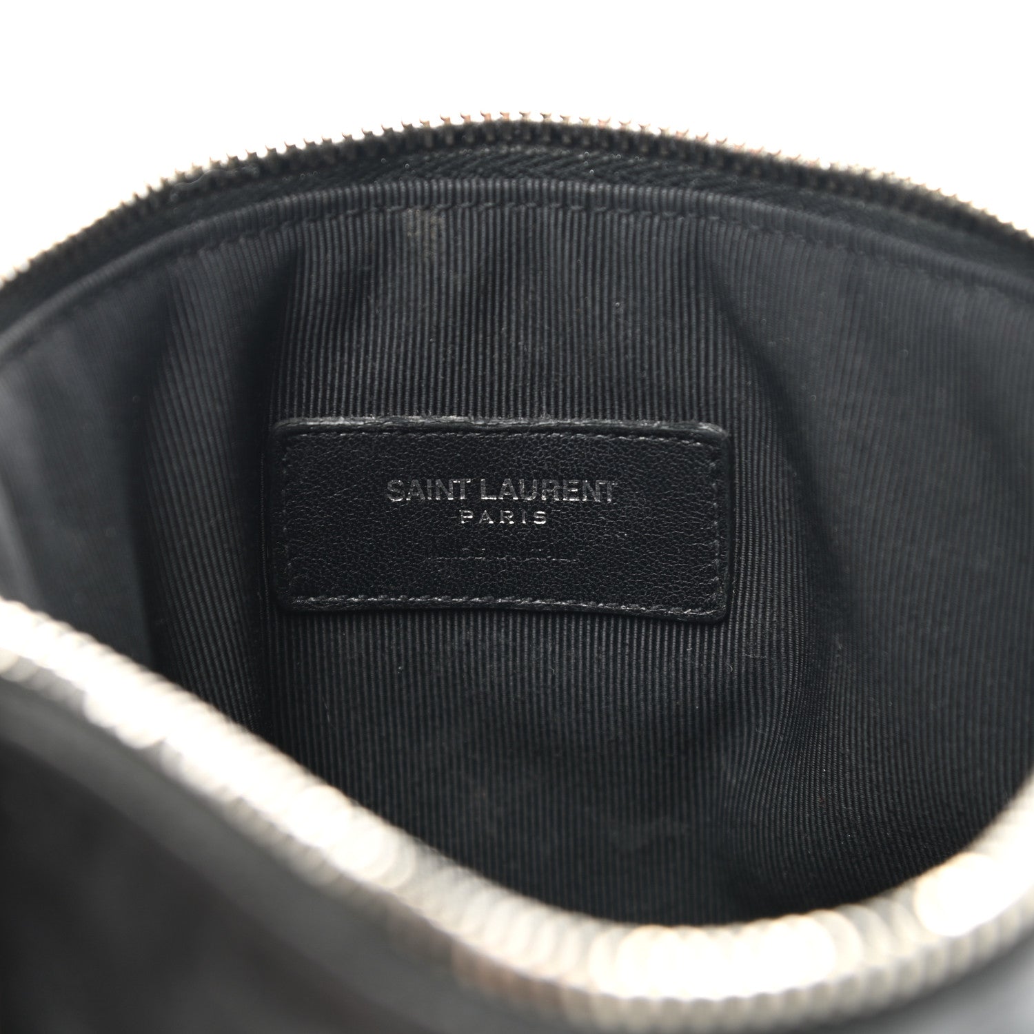 Saint Laurent Calfskin Monogram Fringe Pouch Black 6 of 13