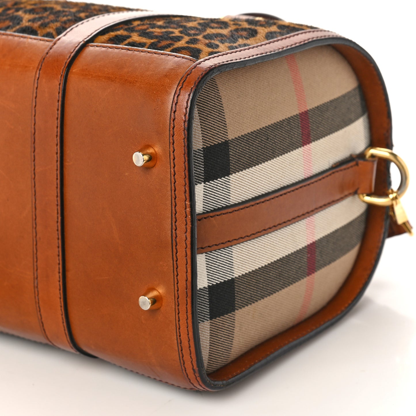 Leopard Ponyskin House Check Calfskin Boston Tan