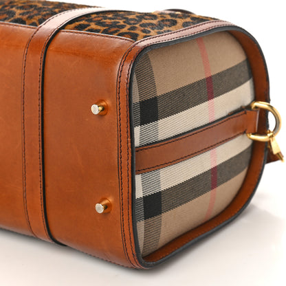 Burberry Leopard Ponyskin House Check Calfskin Boston Tan 8 of 15