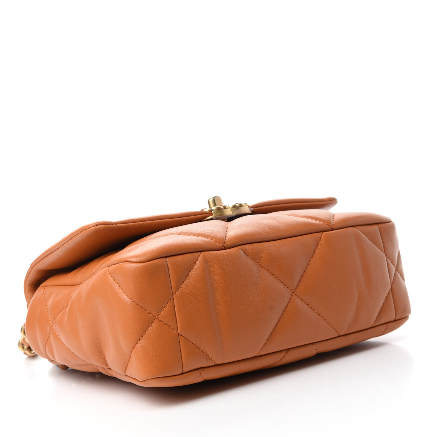 Lambskin Quilted Medium Chanel 19 Flap Light Brown