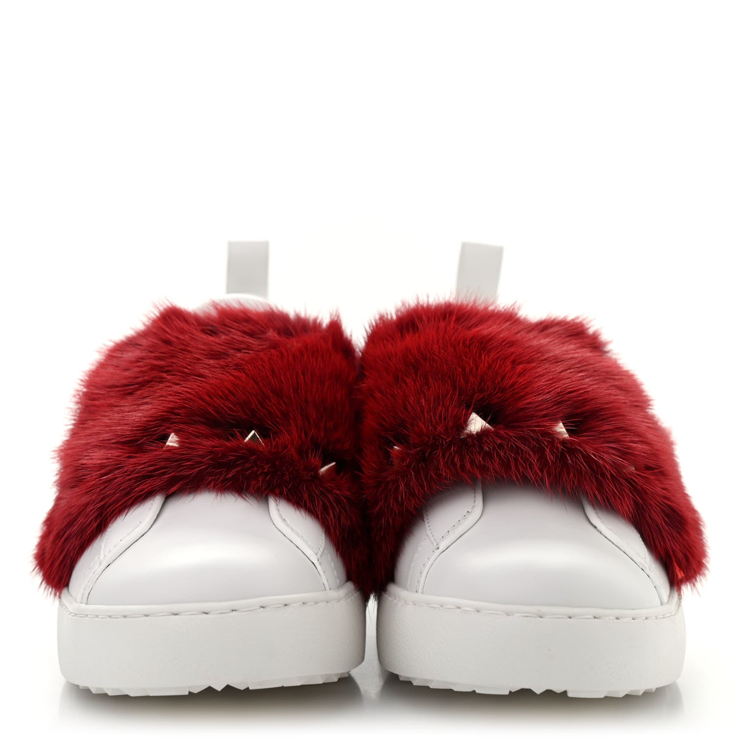 Valentino Garavani Calfskin Mink Fur Sneakers 37 White Rosso Valentino 2 of 9