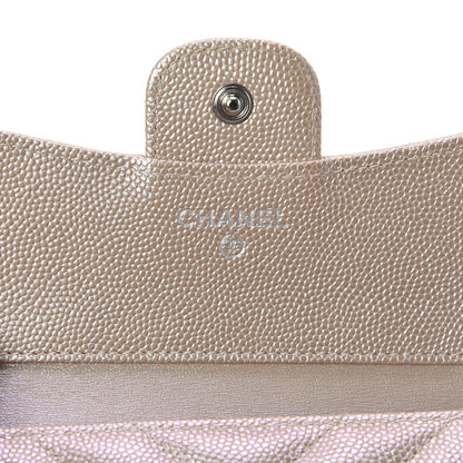 Chanel Metallic Caviar Chevron Quilted Compact Flap Wallet Light Gold 8 of 10