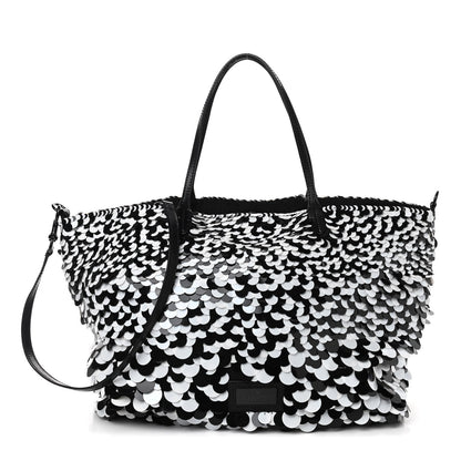 Valentino Garavani Sequin Ricamo Macro Paillettes Tote Black White 1 of 9