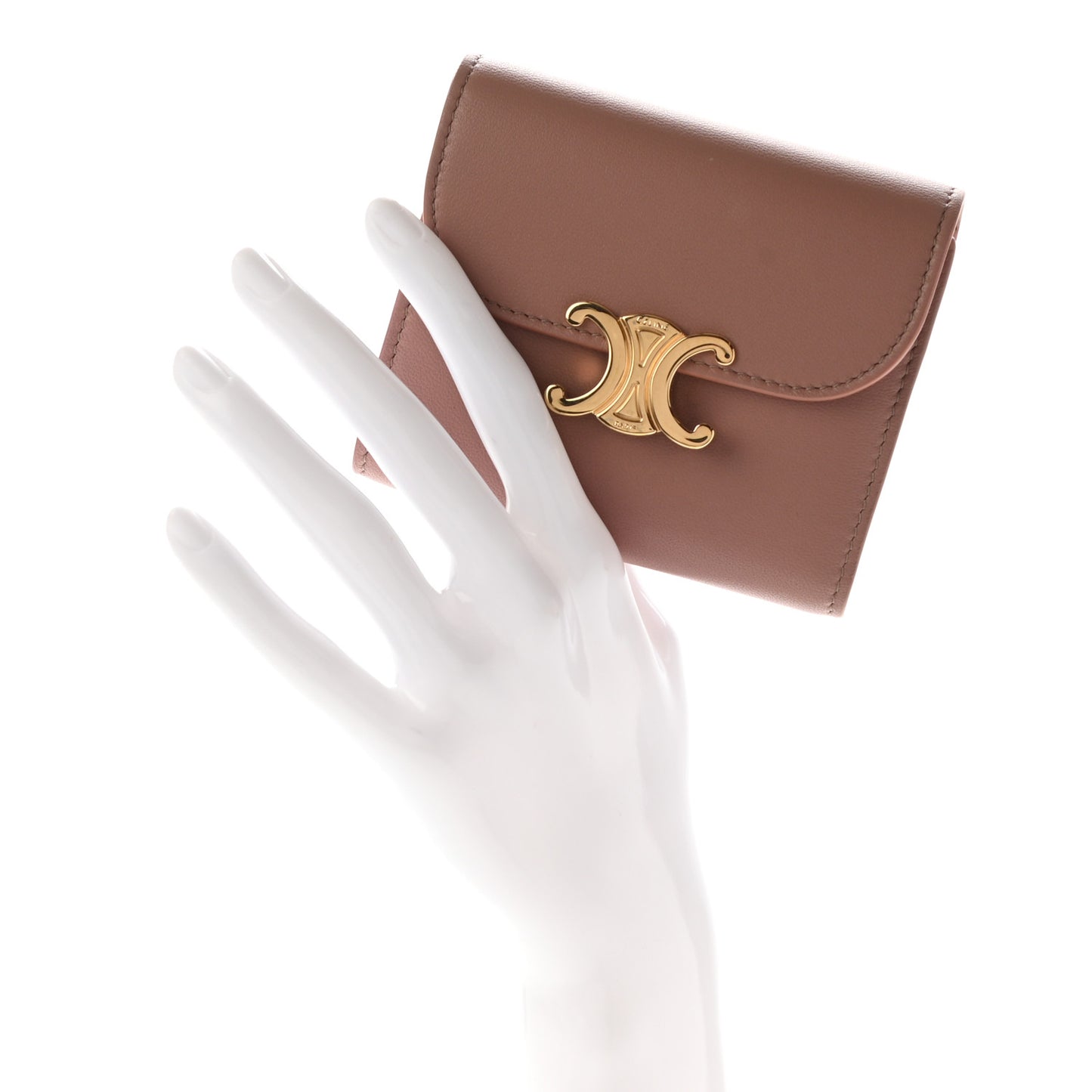 Shiny Smooth Lambskin Small Triomphe Wallet Vintage Pink