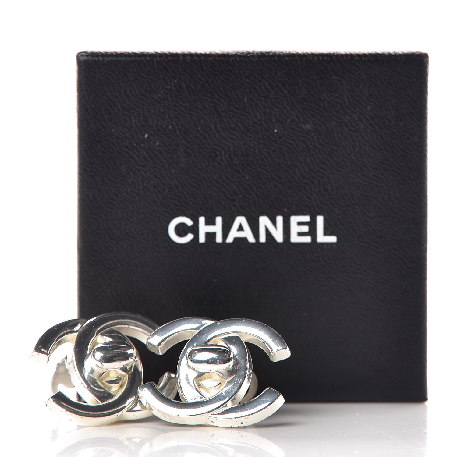 Chanel CC Turnlock Clip On Earrings Silver 5 of 5