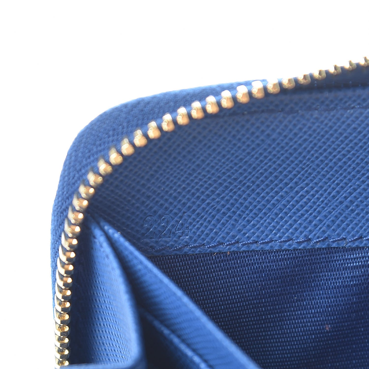 Prada Saffiano Stripe Zip Around Wallet Azzurro Bluette 7 of 8