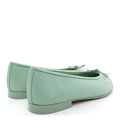 Chanel Lambskin CC Cap Toe Ballerina Flats  36.5 Light Green White 5 of 11
