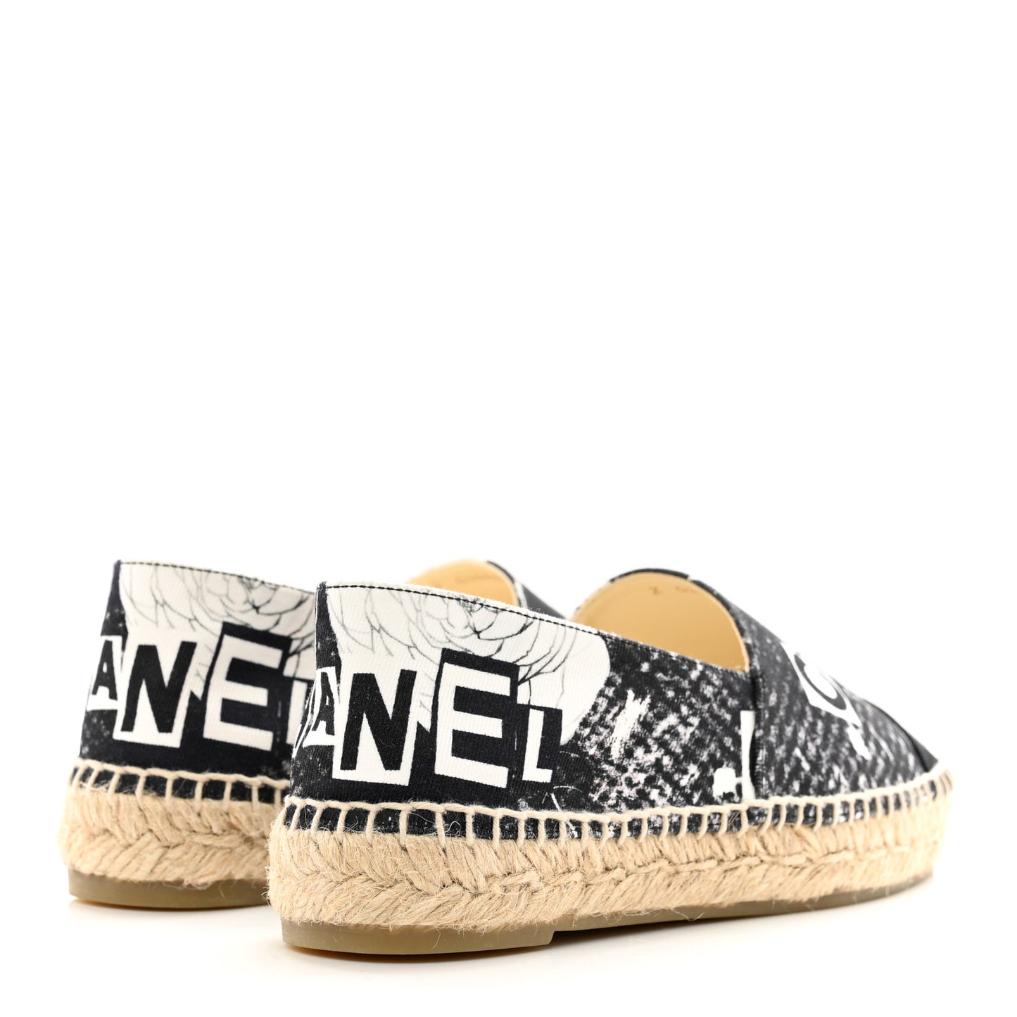 Printed Canvas Grosgrain 31 Rue Cambon Espadrilles 36 Black White