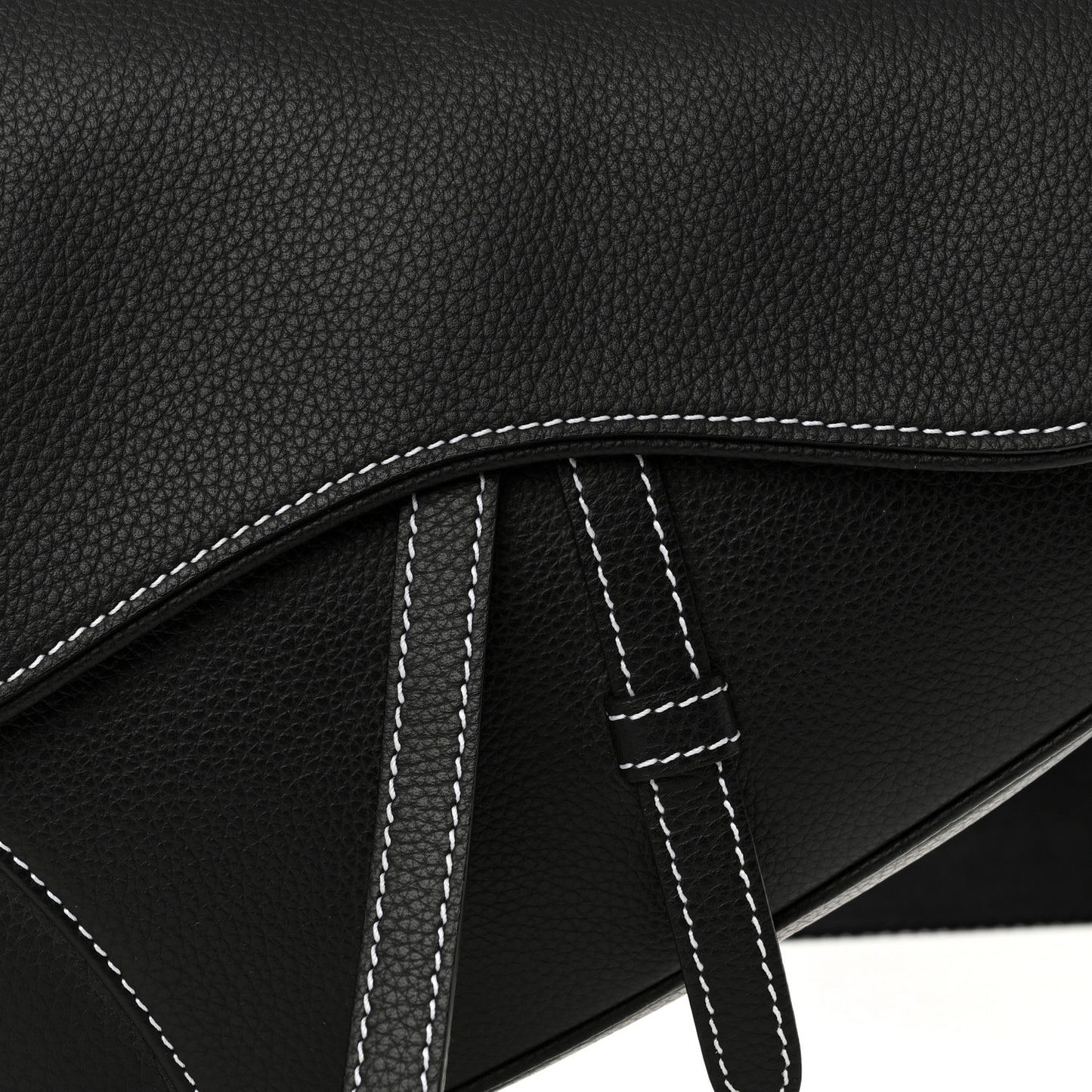 Grained Calfskin Mens Saddle Bag Black