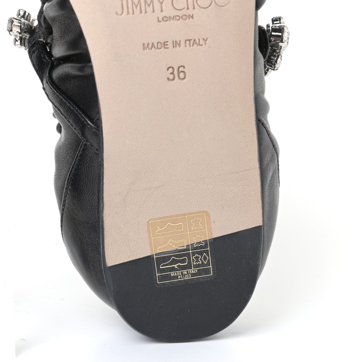 Calfskin Crystal Gai Ballerina Flats 36 Black