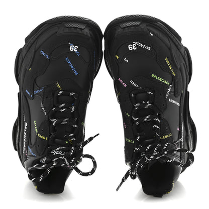 Balenciaga Technical Fabric Allover Logo Womens Triple S Sneakers 39 Black Multicolor 2 of 9