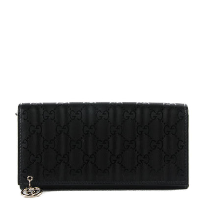 Gucci Imprime Monogram GG Pierce Chain Clutch Wallet Black 1 of 10