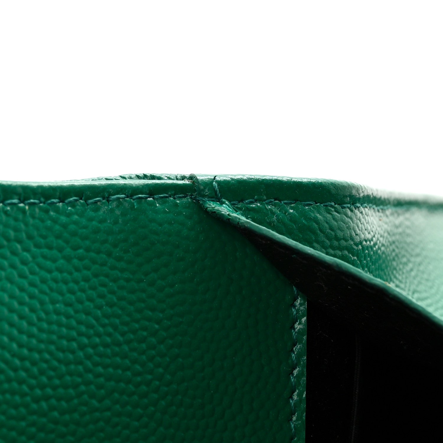 Saint Laurent SAINT LAURENT Grain De Poudre Textured Mixed Matelasse Triquilt Monogram Clutch Green Field 8 of 11