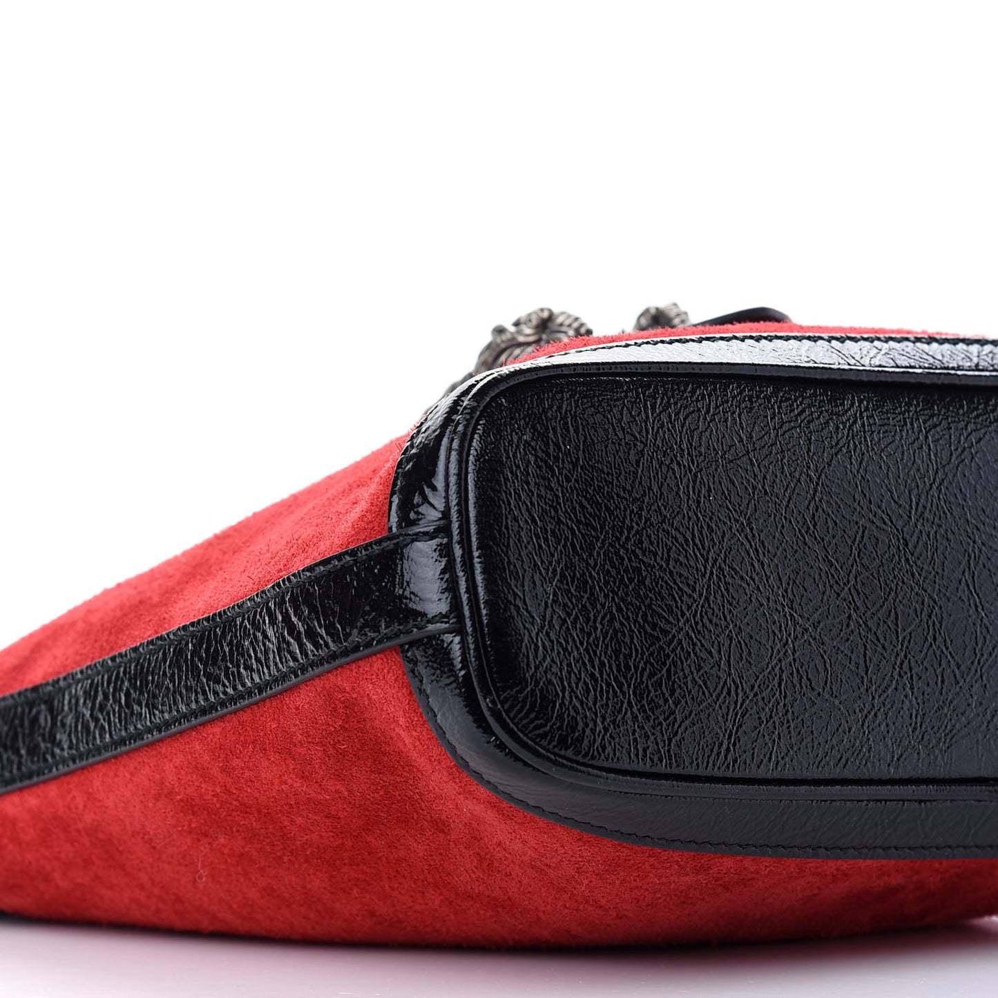 Suede Patent Medium Dionysus Bucket Bag Red