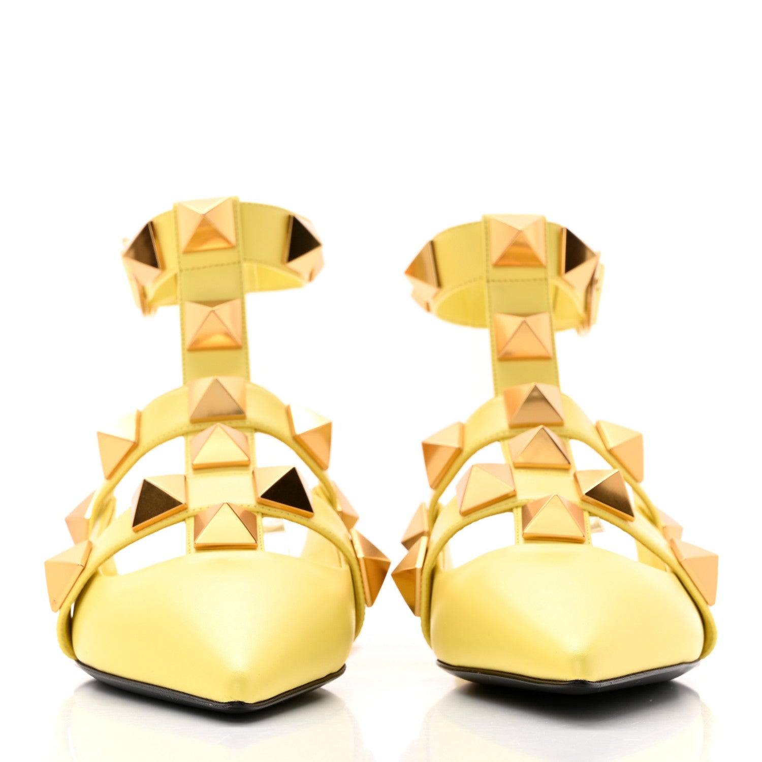 Valentino Garavani Calfskin Roman Stud Ankle Strap Flat Mules 37.5 Lime Sorbet 2 of 8