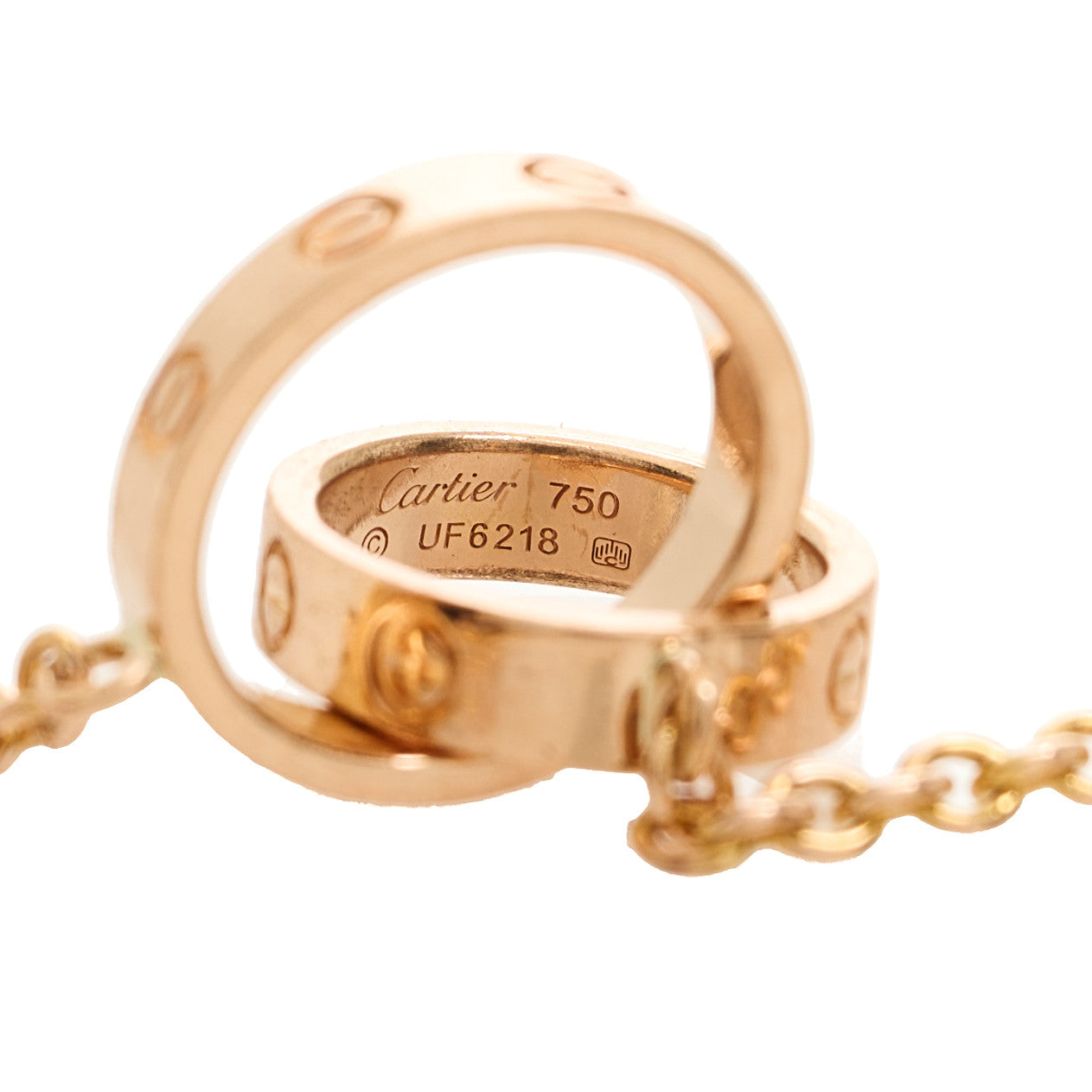 Cartier 18K Pink Gold Interlocking LOVE Necklace 6 of 6