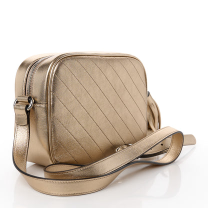 Gucci Metallic Sakai Be Green Calfskin Diagonal Stitched Small Blondie Shoulder Bag Golden Beige 3 of 12