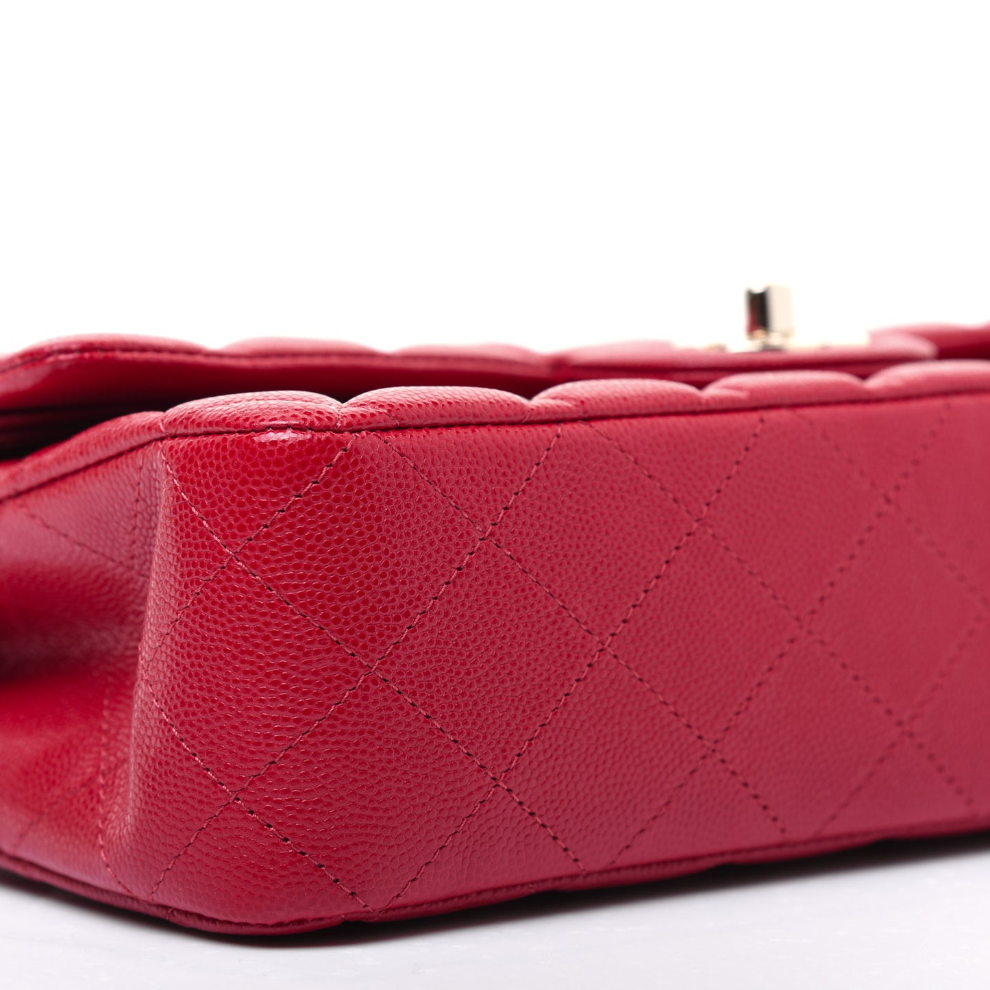 Caviar Quilted Medium Double Flap Red