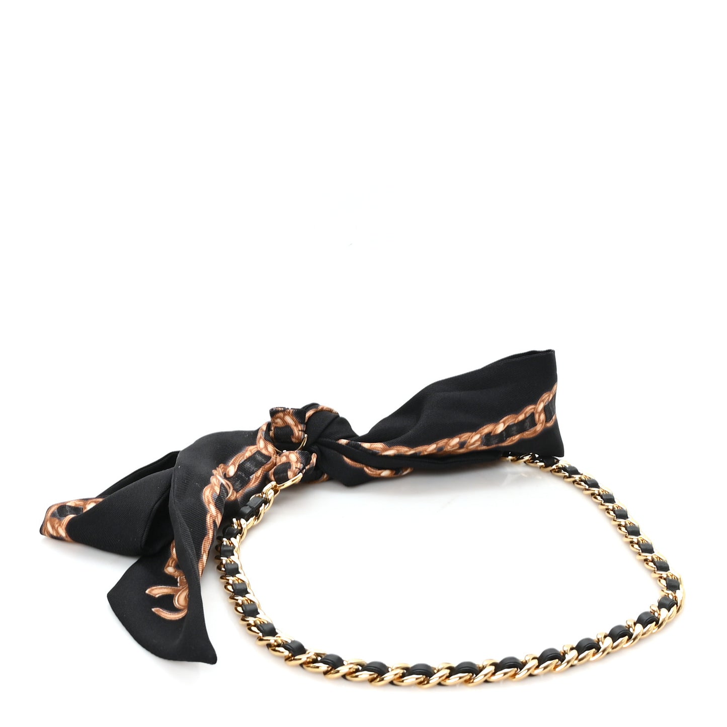 Silk Lambskin Chain CC Bandeau Belt 90/36 Black