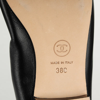Chanel Lambskin Patent CC Elastic Cap Toe Ballerina Flats 38 Black 6 of 7