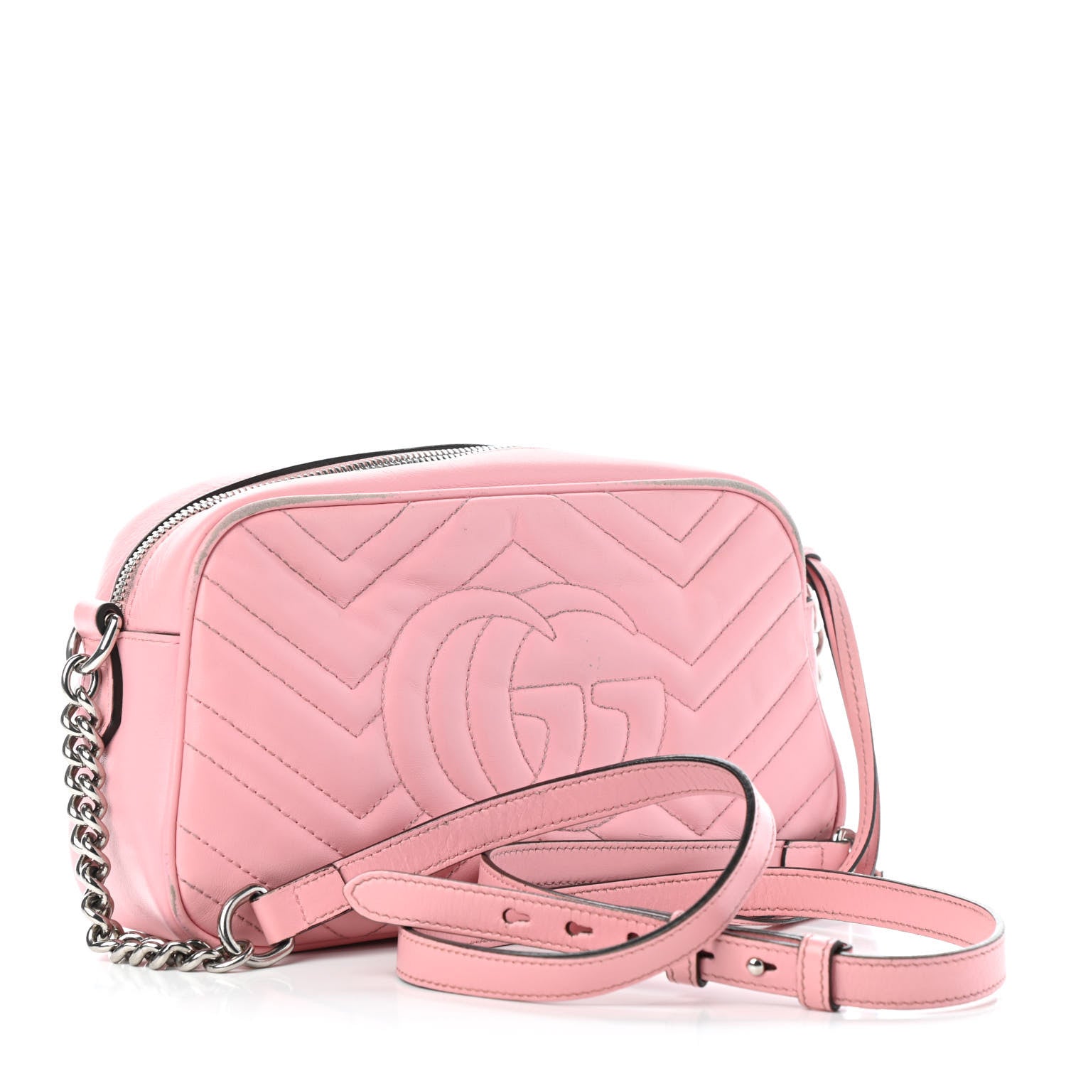Gucci Calfskin Matelasse Small GG Marmont Chain Shoulder Bag Wild Rose 2 of 5