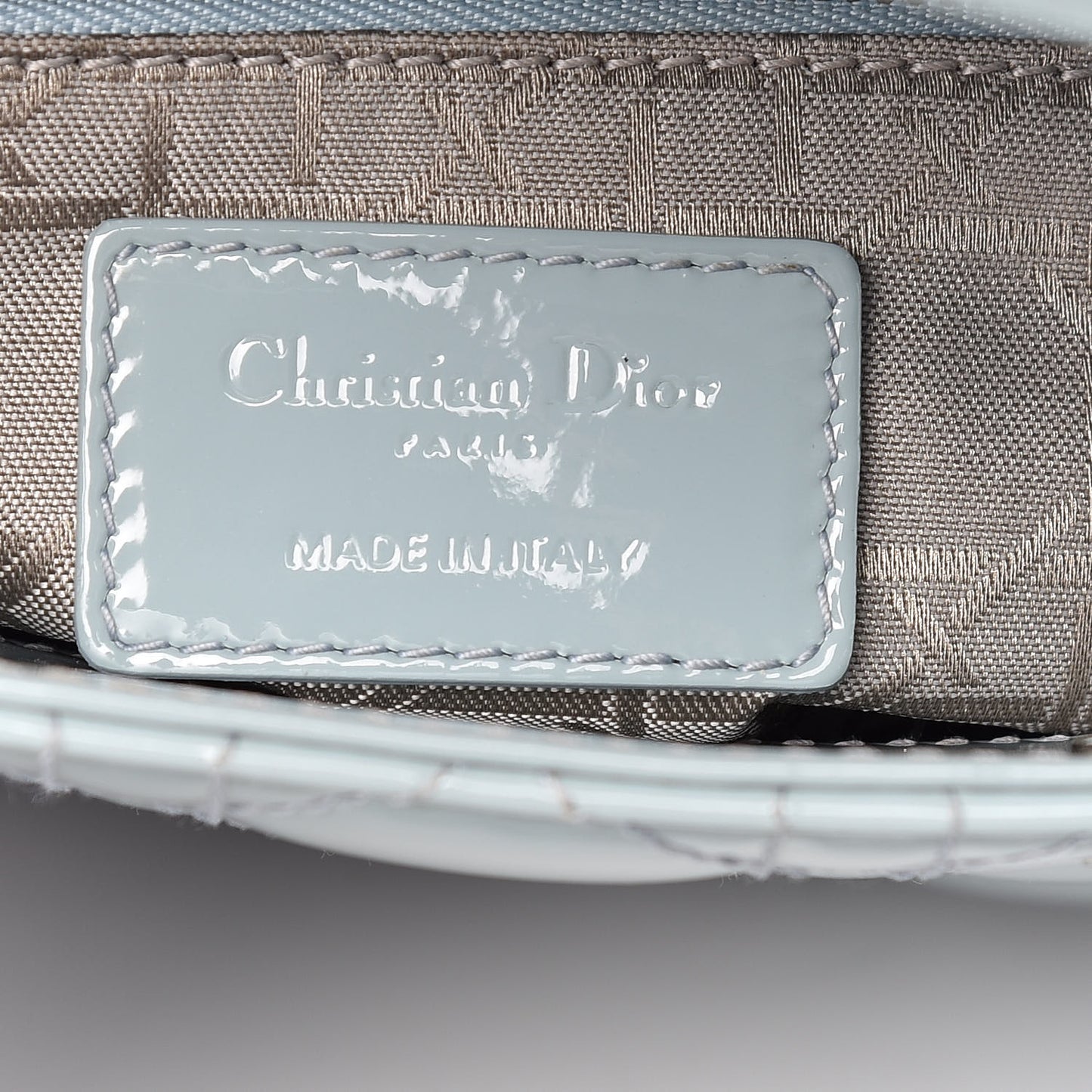 Patent Cannage Mini Lady Dior Light Blue