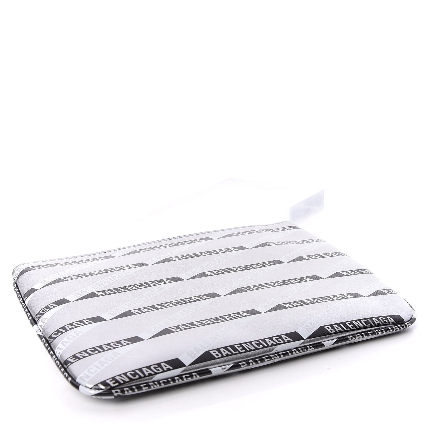 Metallic Calfskin Losange Monogram Pouch Silver Black White