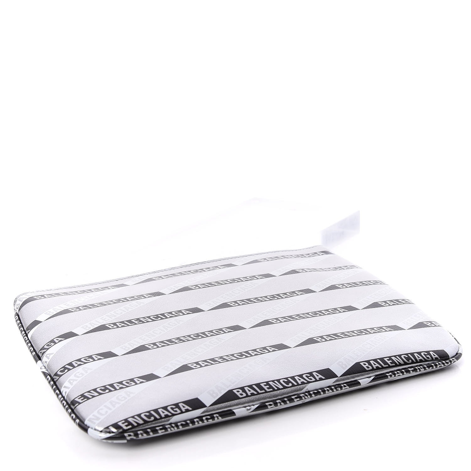Balenciaga Metallic Calfskin Losange Monogram Pouch Silver Black White 4 of 8