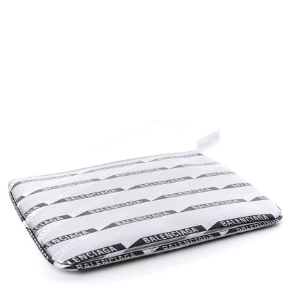 Balenciaga Metallic Calfskin Losange Monogram Pouch Silver Black White 4 of 8