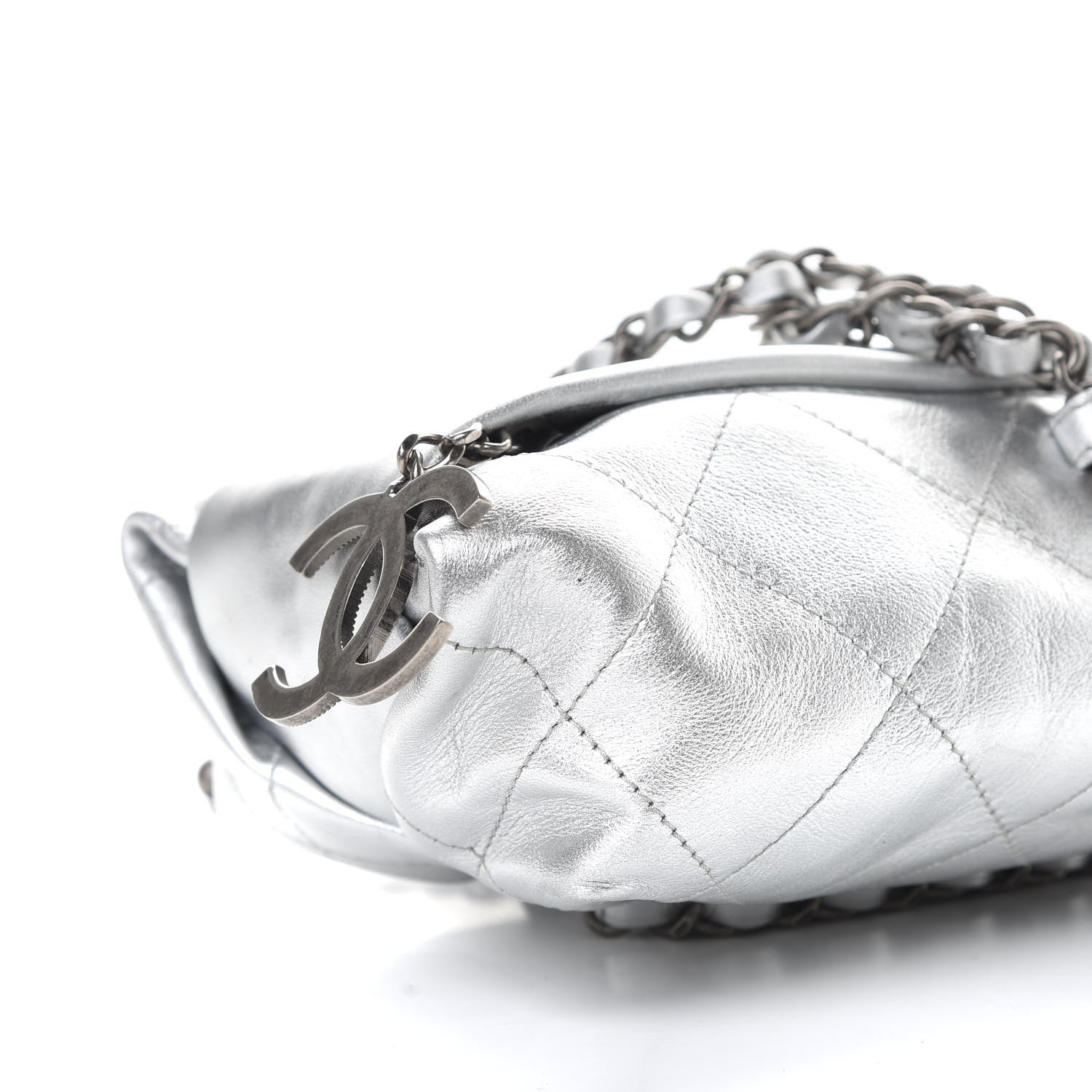 Chanel Metallic Calfskin Quilted Baluchon Silver 10 of 12