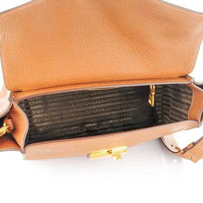 Prada Vitello Daino Sound Twin Pocket Satchel Brandy 5 of 9