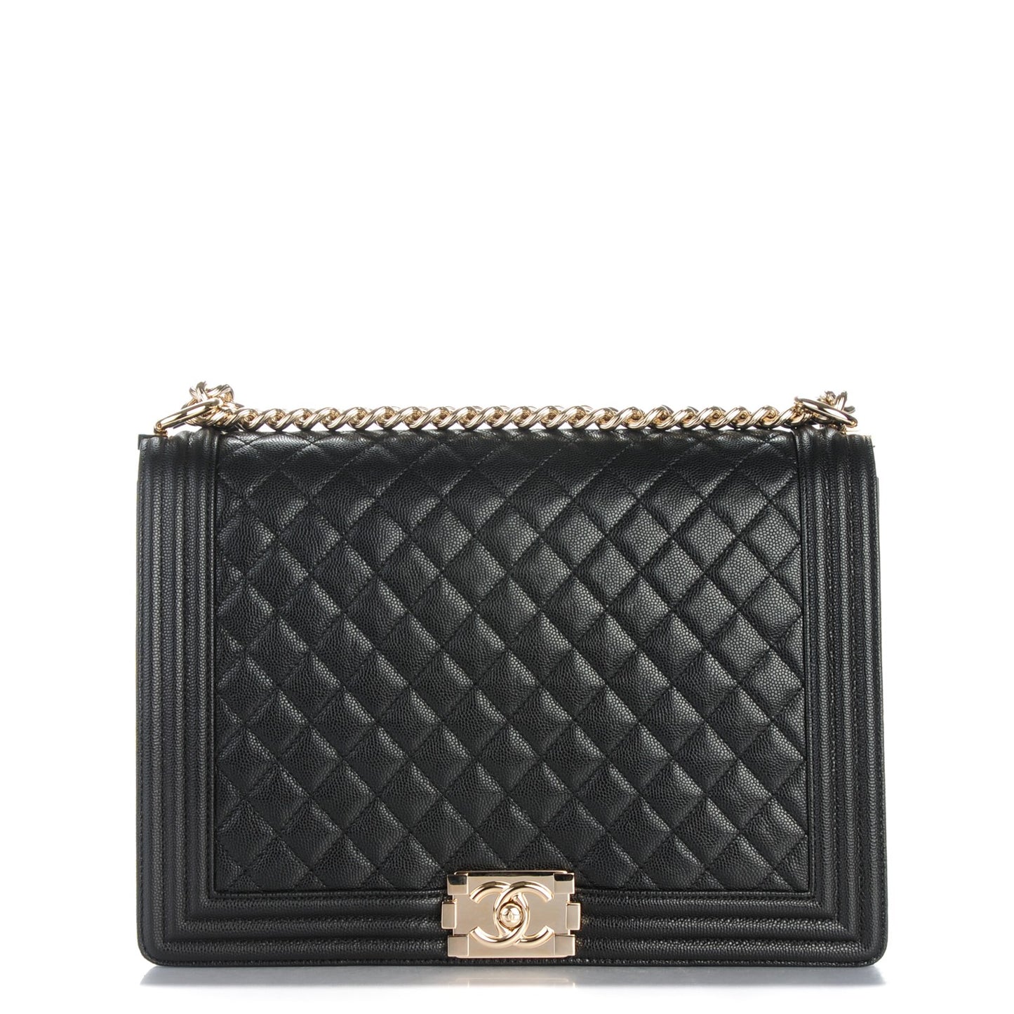 Caviar Quilted Large Boy Flap Black
