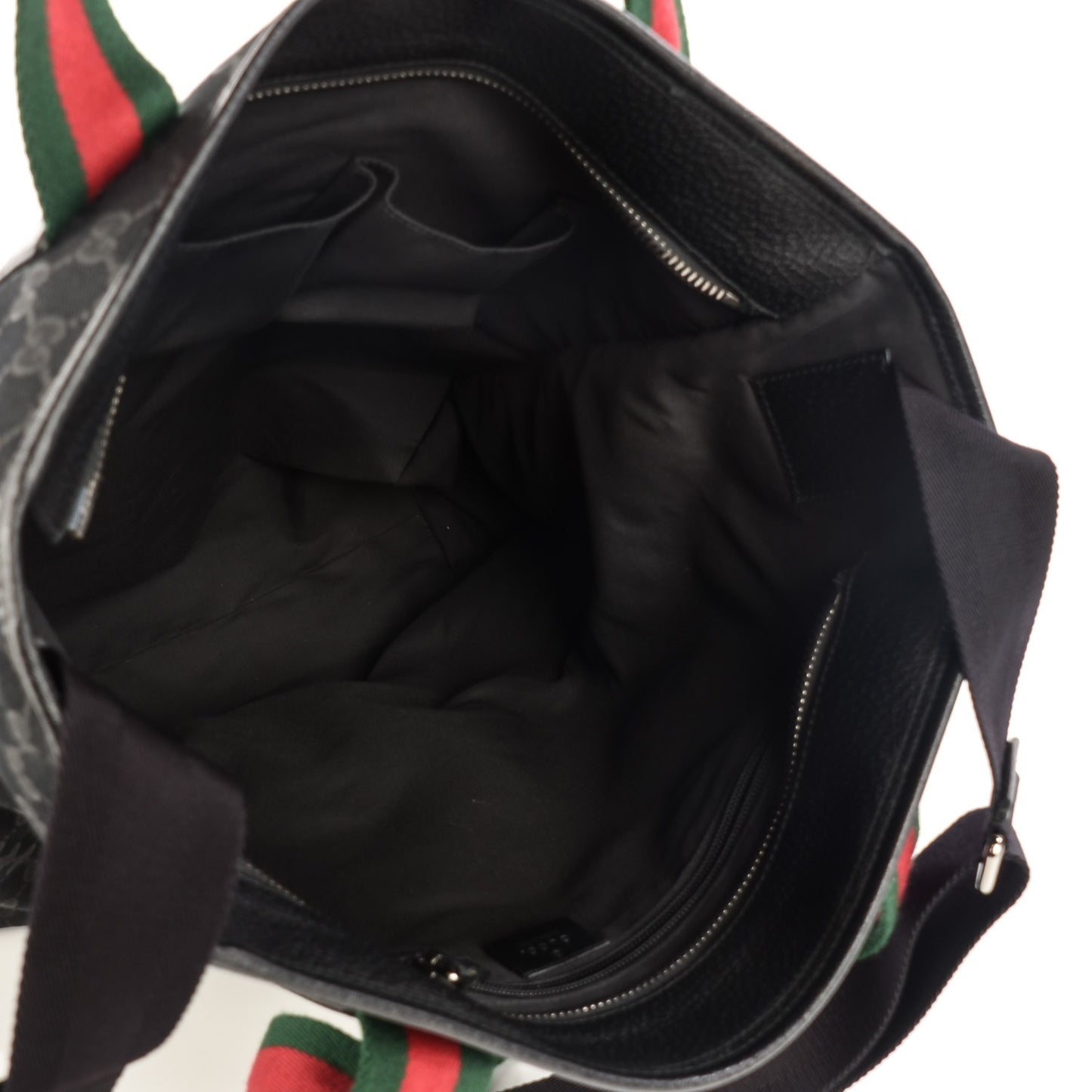 GG Monogram Medium Web Handle Vertical Tote Black