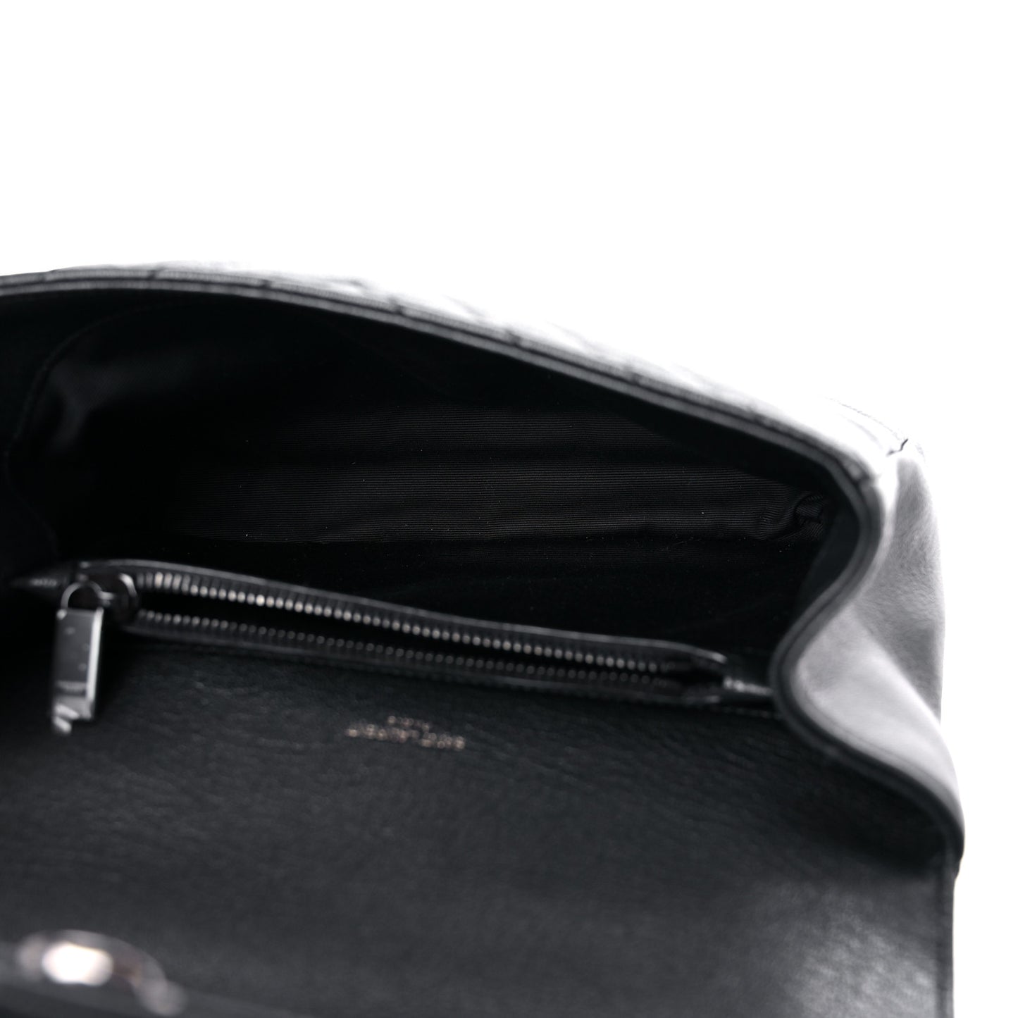 Sheepskin Matelasse Chevron Monogram Monochrome Medium College Bag Black