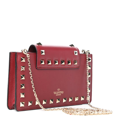 Valentino Garavani Calfskin Rockstud Phone Case With Chain Rosso Valentino 3 of 11
