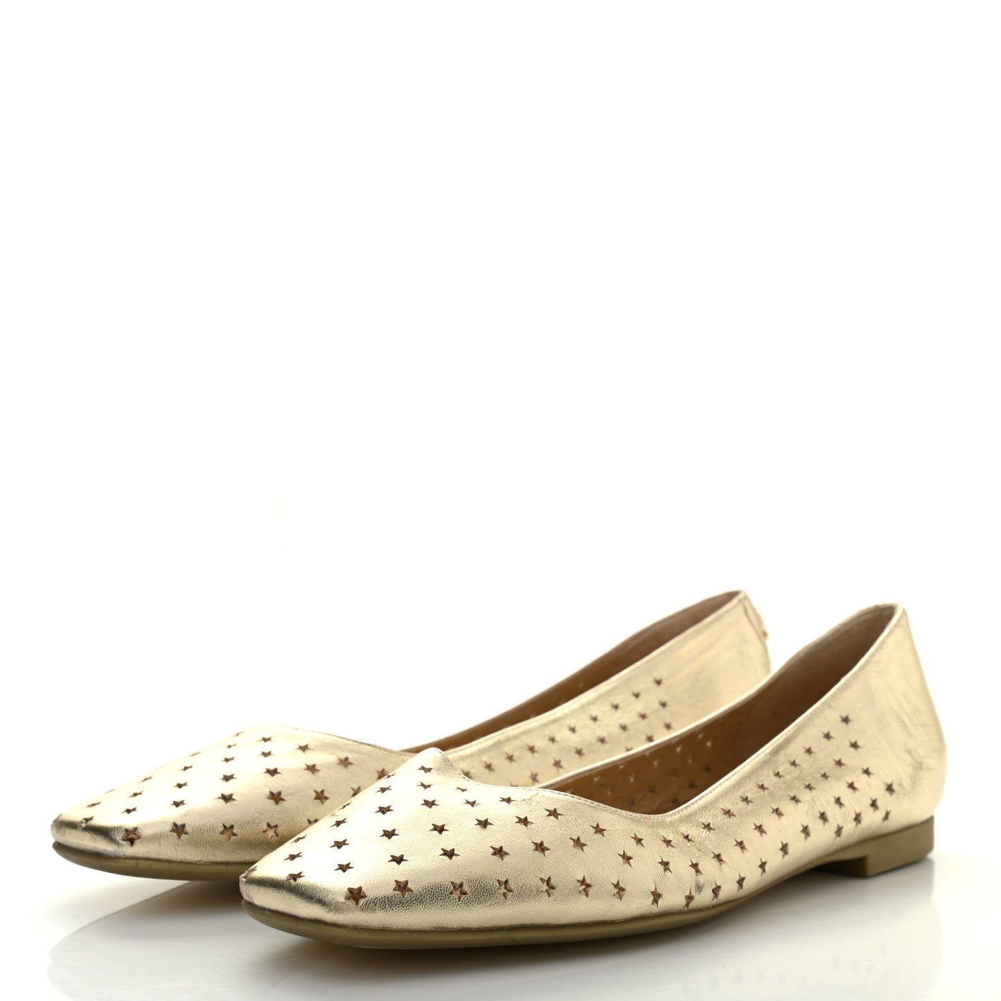 Metallic Nappa Perforated Star Modell Flats 37 Champagne
