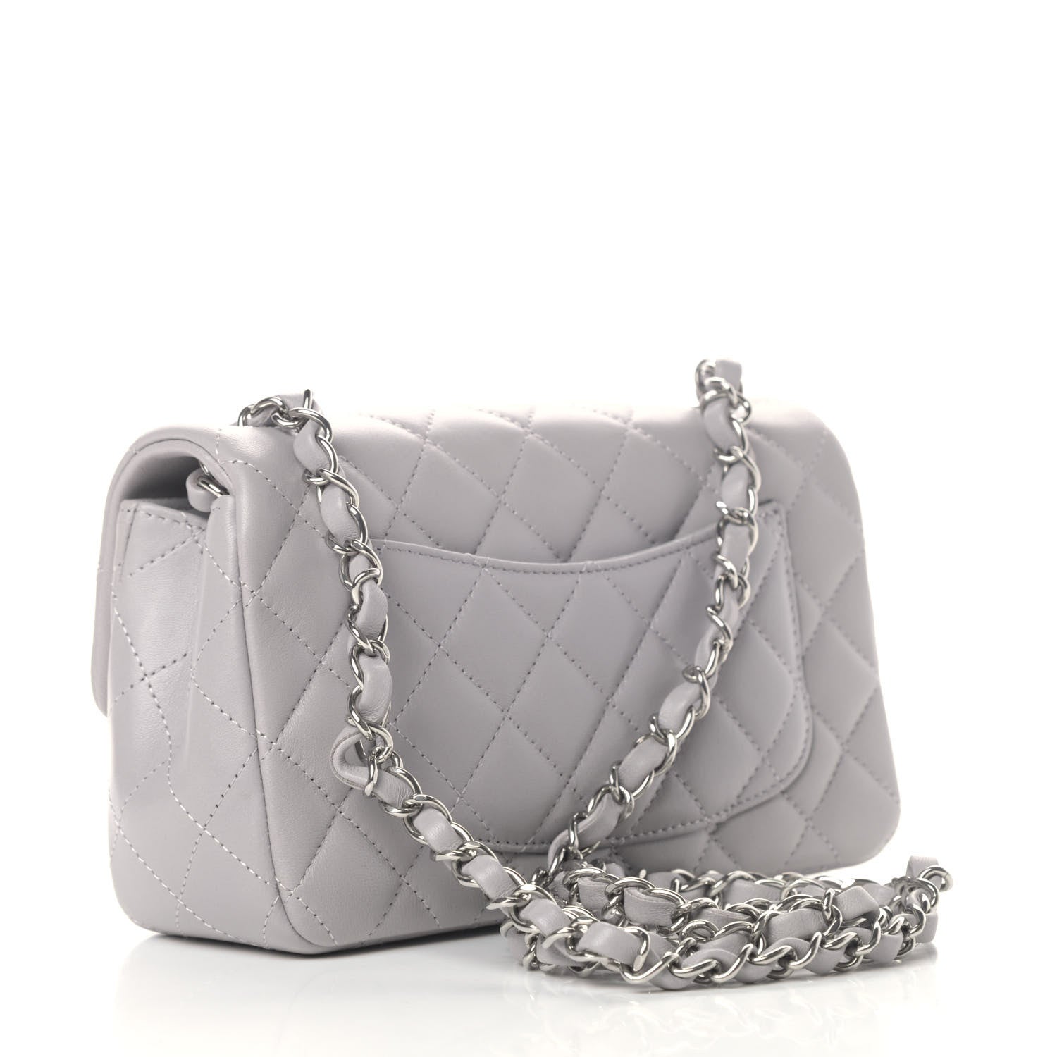 Chanel Lambskin Quilted Mini Rectangular Flap Grey 2 of 5