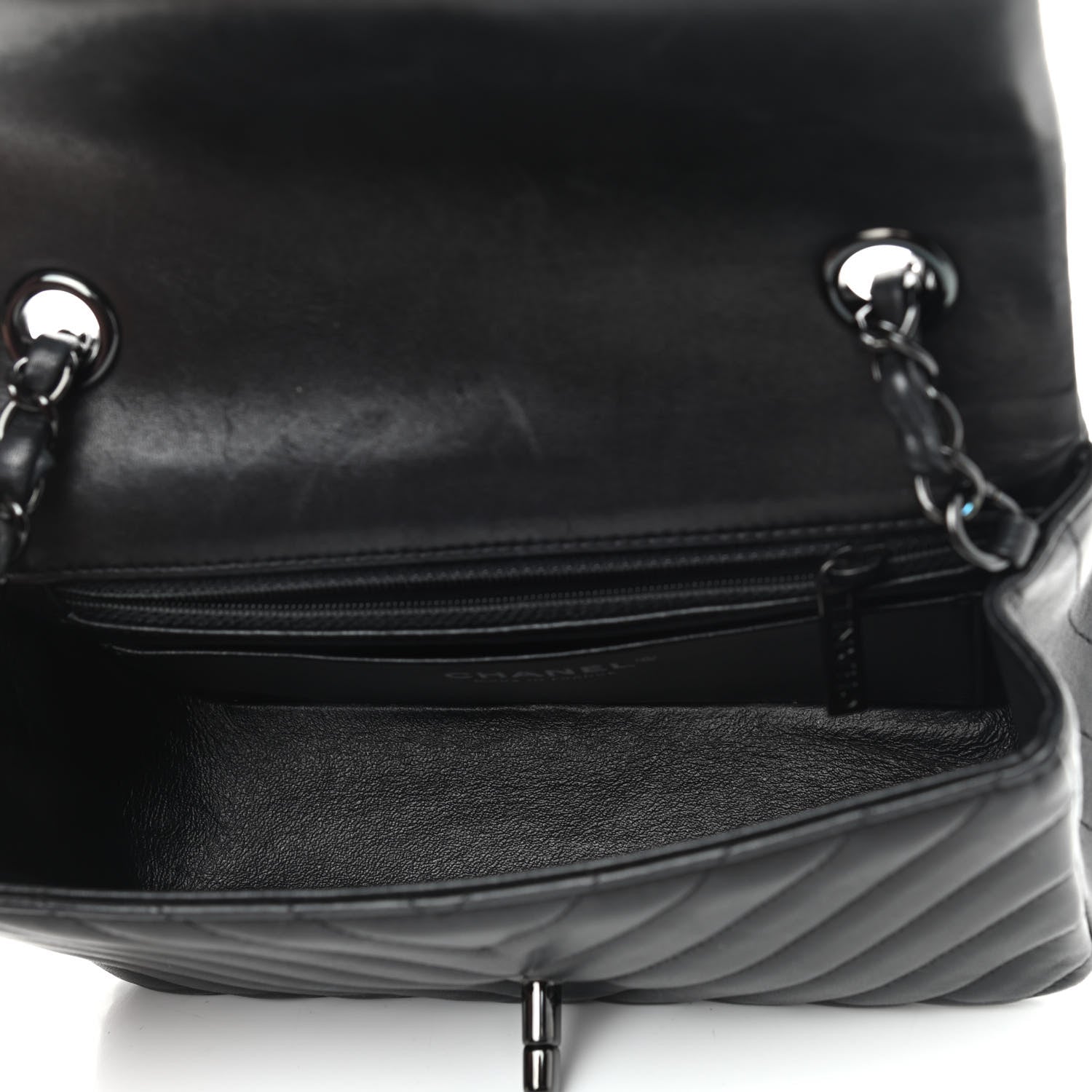 Chanel Lambskin Chevron Quilted Mini Rectangular Flap So Black 5 of 10