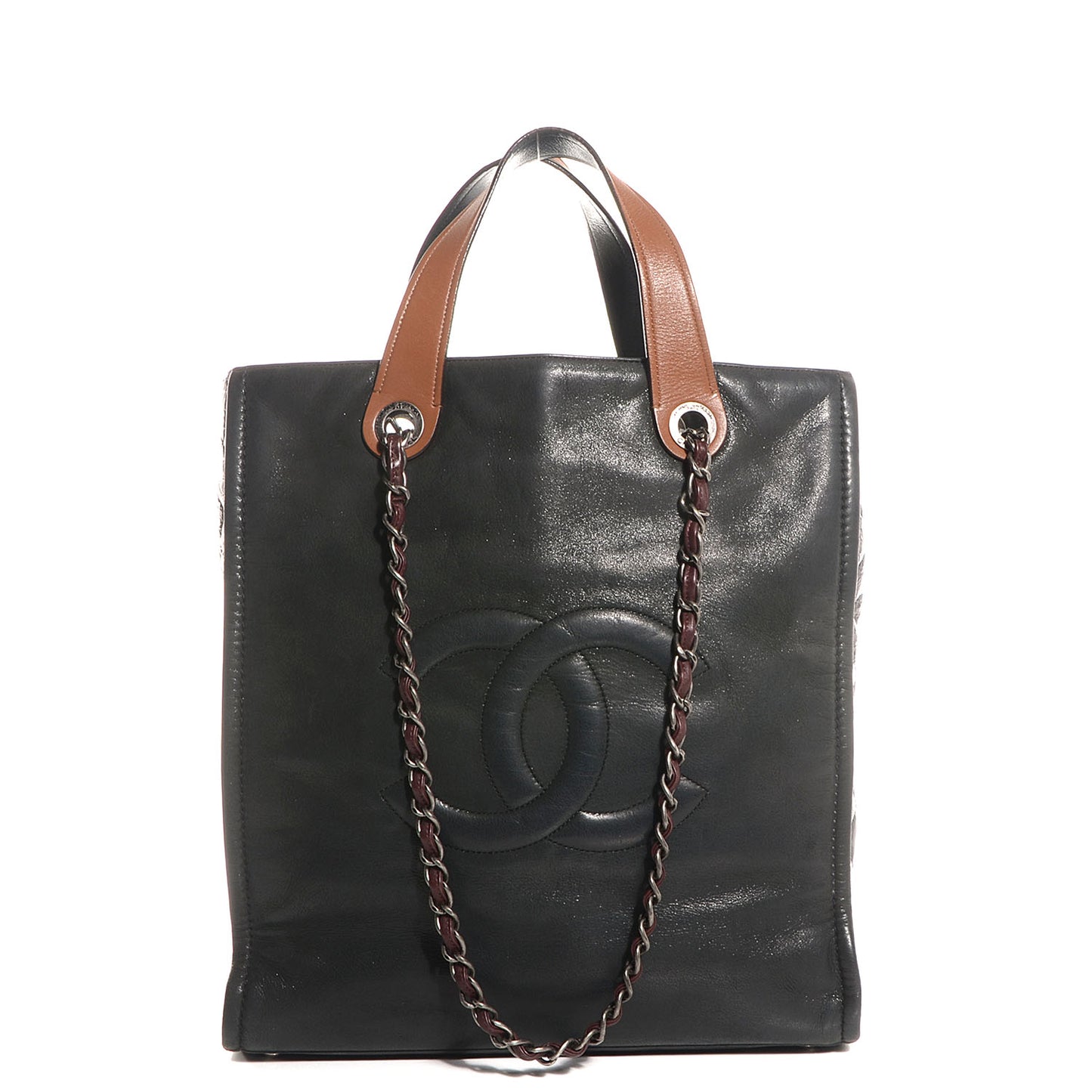 Iridescent Calfskin In The Mix Tote Black