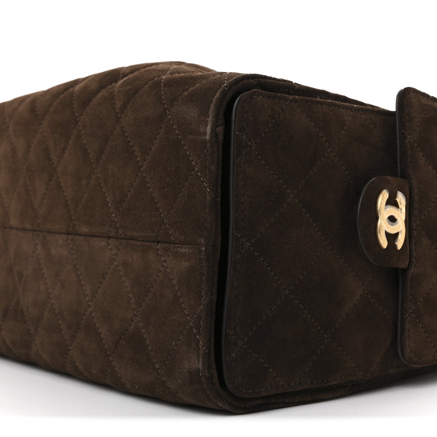 Suede Quilted Small Chanel 25 Handbag Dark Brown