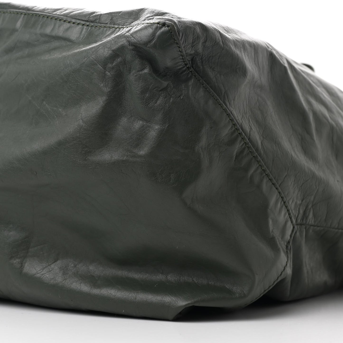 Paper Calfskin Fold Shopper Tote Green