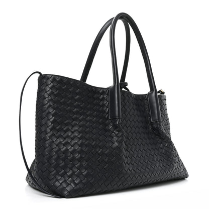 Bottega Veneta Calfskin Intrecciato Large Pinacoteca Reversible Tote Midnight Basalt Nocturnal Mud 4 of 10